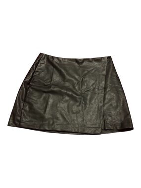 Old Navy Black Faux Leather Wrap-Front Mini Skirt
